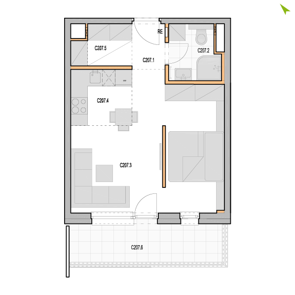 1.5-izbový byt C207, Kvetná