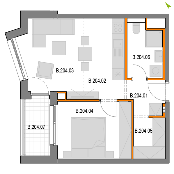 2-izbový byt B204, Novomestská