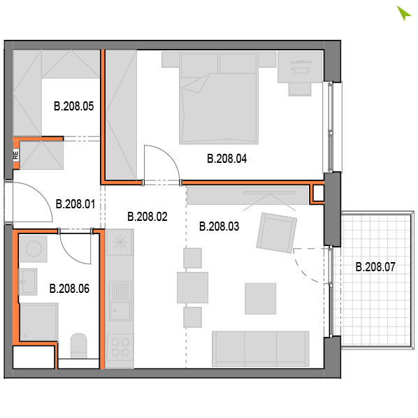 2-izbový byt B208, Novomestská